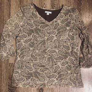 Brown paisley long sleeve with mesh sleeves